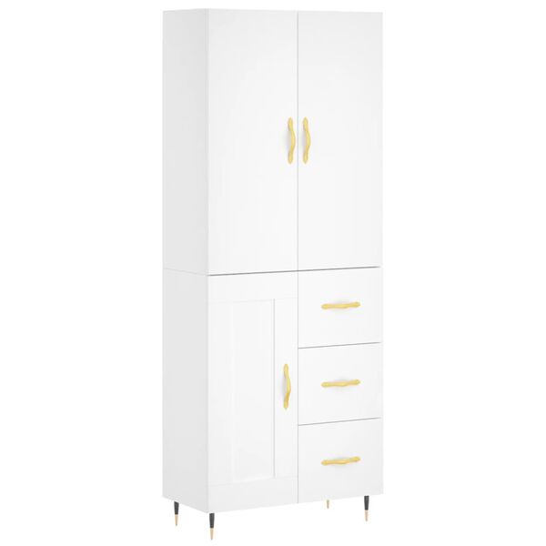 vidaXL Buffet haut Blanc 69,5x34x180 cm Bois d'ing&eacute;nierie