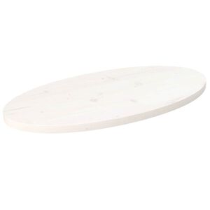 vidaXL Dessus de table blanc 70x35x2,5 cm bois de pin massif ovale