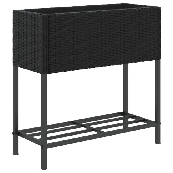 vidaXL Jardini&egrave;re avec &eacute;tag&egrave;re noir r&eacute;sine tress&eacute;e
