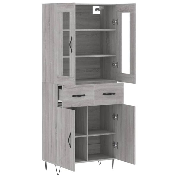 vidaXL Buffet haut Sonoma gris 69,5x34x180 cm Bois d'ing&eacute;nierie