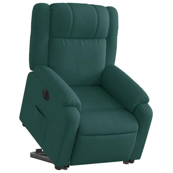 vidaXL Fauteuil inclinable &eacute;lectrique vert fonc&eacute; tissu