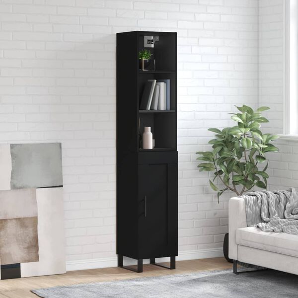 vidaXL Buffet haut Noir 34,5x34x180 cm Bois d'ing&eacute;nierie