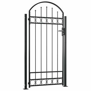 vidaXL Portail de cl&ocirc;ture ASSEN avec arc surbaiss&eacute; et 2 poteaux, 105 x 170 cm, noir