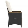 vidaXL Chaise inclinable de jardin avec coussins noir r&eacute;sine tress&eacute;e