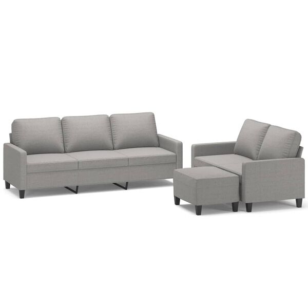vidaXL Ensemble de canap&eacute;s 3 pcs avec coussins Gris clair Tissu
