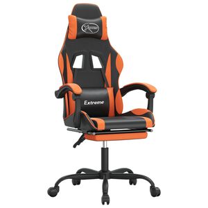 vidaXL Chaise de jeu pivotante repose-pied Noir et orange Similicuir
