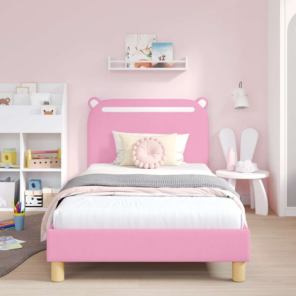 vidaXL Cadre de lit pour enfants avec t&ecirc;te de lit Rose 80 x 200 cm