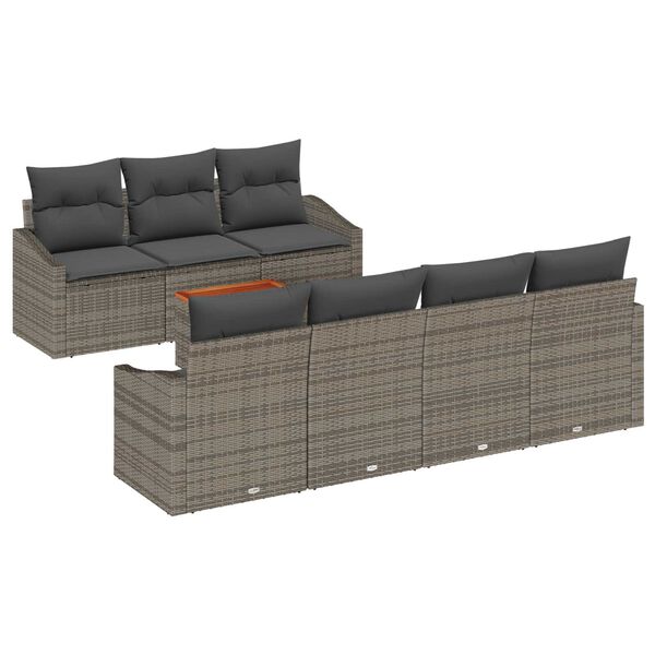 vidaXL Ensemble de canap&eacute; de jardin avec coussin 8 pcs Gris polyrotin