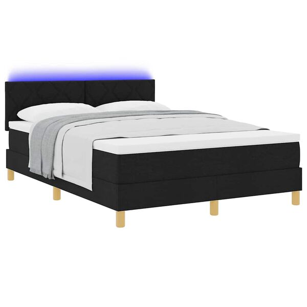 vidaXL Lit &agrave; ressorts avec matelas Noir 160 x 200 cm tissu