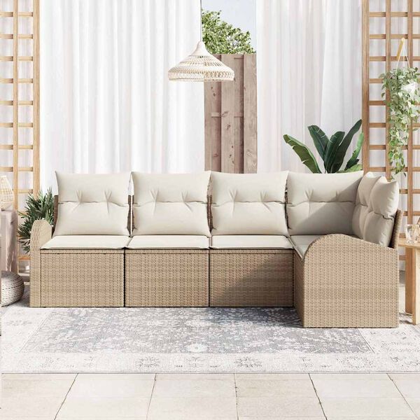 vidaXL Ensemble de Canap&eacute;s avec coussin 5 pcs Beige Polyester