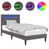 vidaXL Cadre de lit avec bandes LED Gris 90 x 200 cm Simili cuir