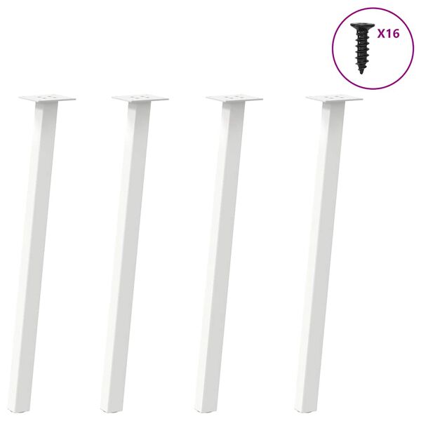 vidaXL Pieds de table console 4 pi&egrave;ces Blanc 72 cm Acier