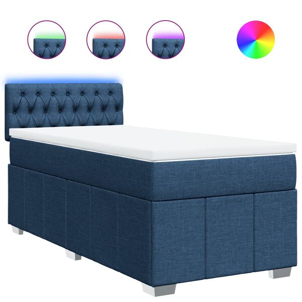vidaXL Sommier &agrave; lattes de lit avec matelas Bleu 100x200 cm Tissu