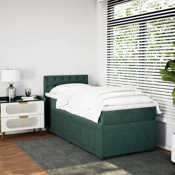 vidaXL Sommier &agrave; lattes de lit avec matelas Vert fonc&eacute; 90x190 cm