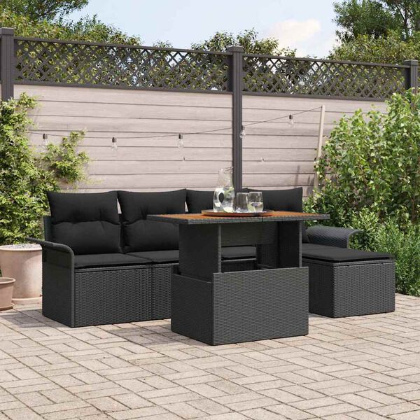 vidaXL Ensemble de canap&eacute; de jardin avec coussin 6 pcs Noir