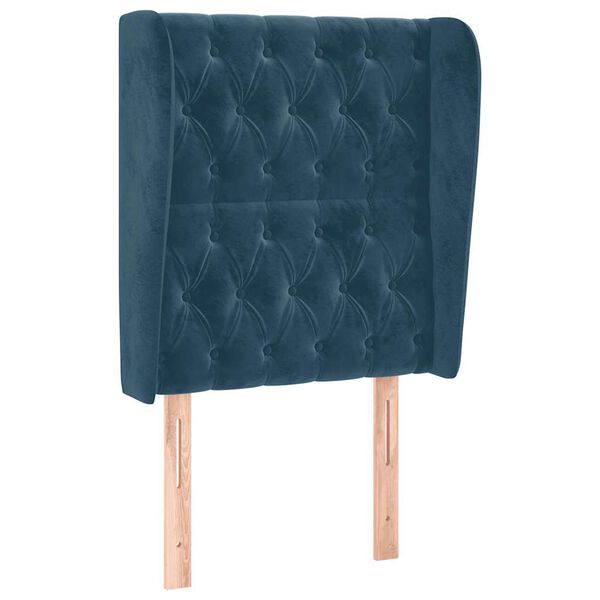 vidaXL T&ecirc;te de lit avec oreilles Bleu fonc&eacute; 83x23x118/128 cm Velours