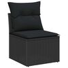 vidaXL Ensemble de canapé de jardin avec coussin 3 pcs Noir polyrotin
