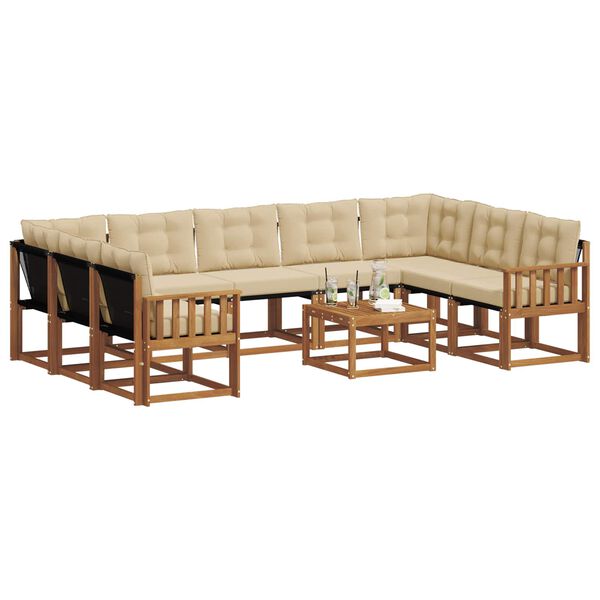 vidaXL Ensemble de canap&eacute;s d'ext&eacute;rieur 10 pcs Naturel et Beige