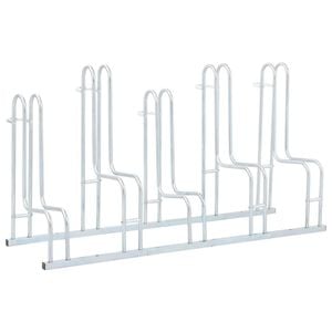 vidaXL Support de v&eacute;lo au sol autoportant pour 5 v&eacute;los acier galvanis&eacute;