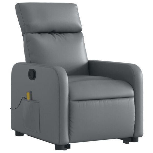 vidaXL Fauteuil inclinable de massage Gris Similicuir