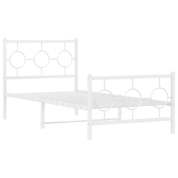 vidaXL Cadre de lit métal sans matelas avec pied de lit blanc 90x190cm