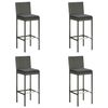 vidaXL Ensemble de bar de jardin 5 pcs et coussins R&eacute;sine tress&eacute;e Gris