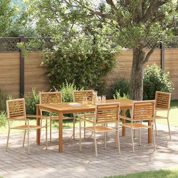 vidaXL Ensemble de salle &agrave; manger pour jardin 7 pcs Beige