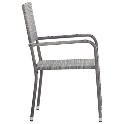 vidaXL Chaise à dîner de jardin empilable lot de 4 gris résine tressée