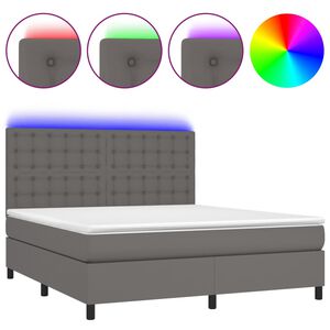 vidaXL Sommier &agrave; lattes de lit avec matelas et LED Gris 180x200 cm