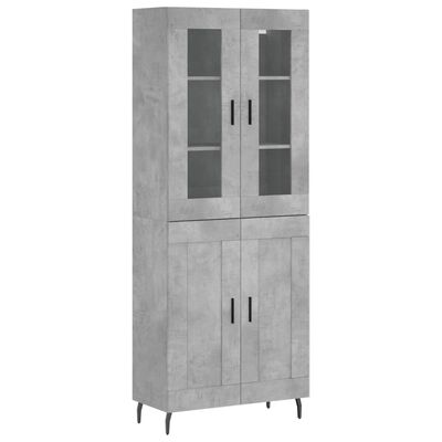 vidaXL Buffet haut Gris béton 69,5x34x180 cm Bois d'ingénierie