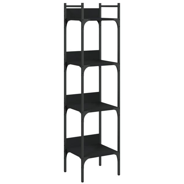 vidaXL Biblioth&egrave;que &agrave; 4 niveaux noir 35x30x138,5 cm bois d'ing&eacute;nierie
