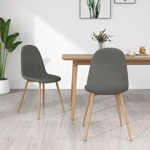 vidaXL Chaises &agrave; manger lot de 2 gris fonc&eacute; tissu