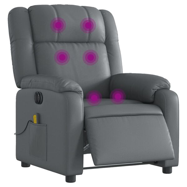 vidaXL Fauteuil de massage inclinable &eacute;lectrique gris similicuir