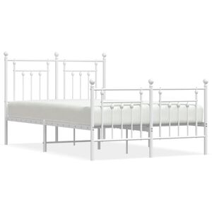 vidaXL Cadre de lit m&eacute;tal sans matelas et pied de lit blanc 120x200 cm