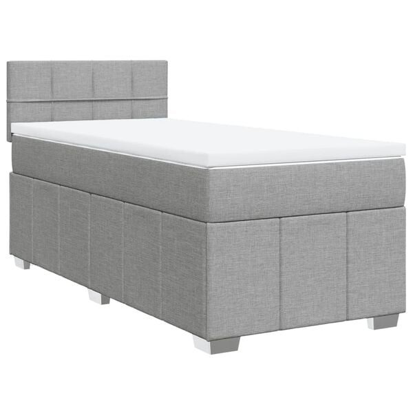 vidaXL Sommier &agrave; lattes de lit et matelas Gris clair 90x190 cm Tissu