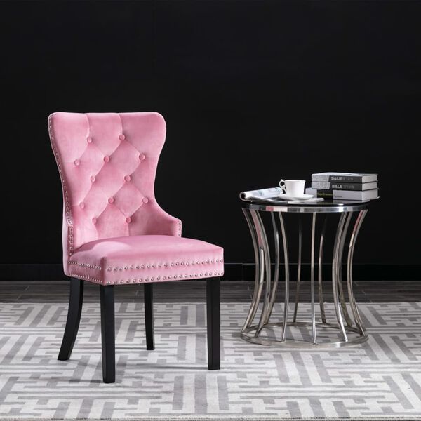 vidaXL Chaises &agrave; manger lot de 2 rose velours