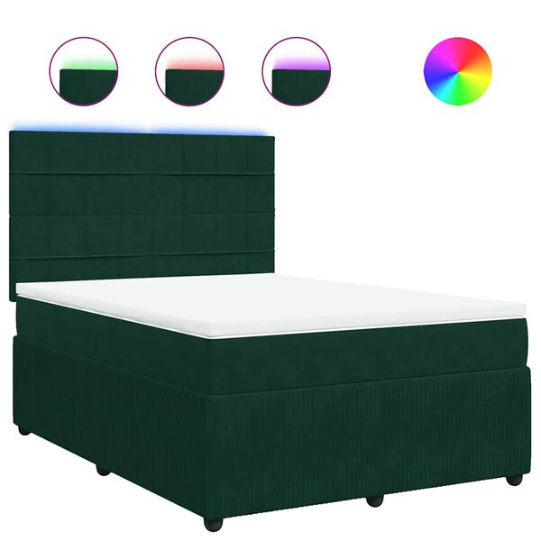 vidaXL Sommier &agrave; lattes de lit et matelas Vert fonc&eacute; 160x200cm Velours