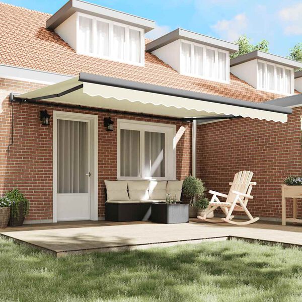 vidaXL Auvent r&eacute;tractable cr&egrave;me 4x3 m tissu et aluminium