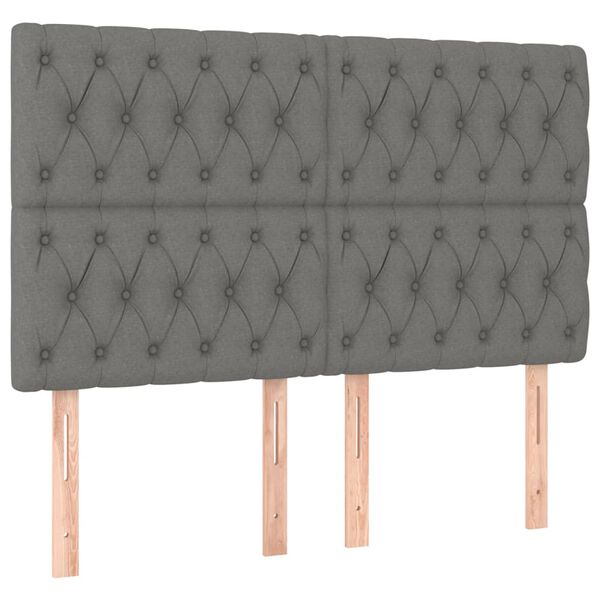 vidaXL T&ecirc;te de lit &agrave; LED Gris fonc&eacute; 144x7x118/128 cm Tissu
