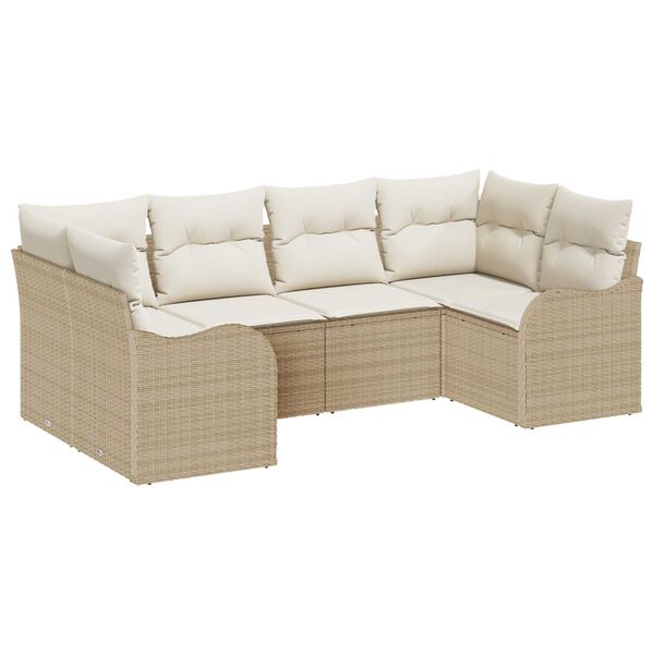 vidaXL Ensemble de canap&eacute; de jardin 6 pcs Beige et blanc Poly rotin
