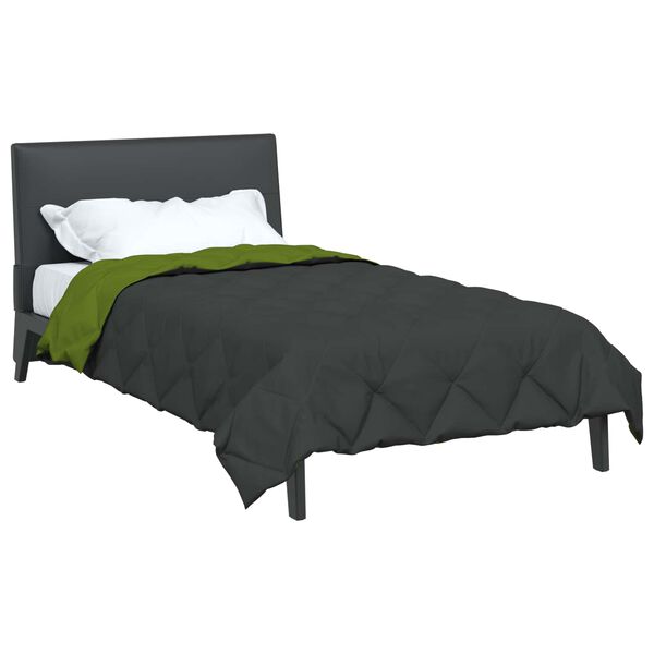 vidaXL Duvet d'&eacute;t&eacute; simple Vert et Anthracite 200 x 155 cm Microfibre