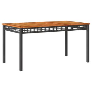 vidaXL Table de jardin noir 140x80x75 cm r&eacute;sine tress&eacute;e et bois acacia