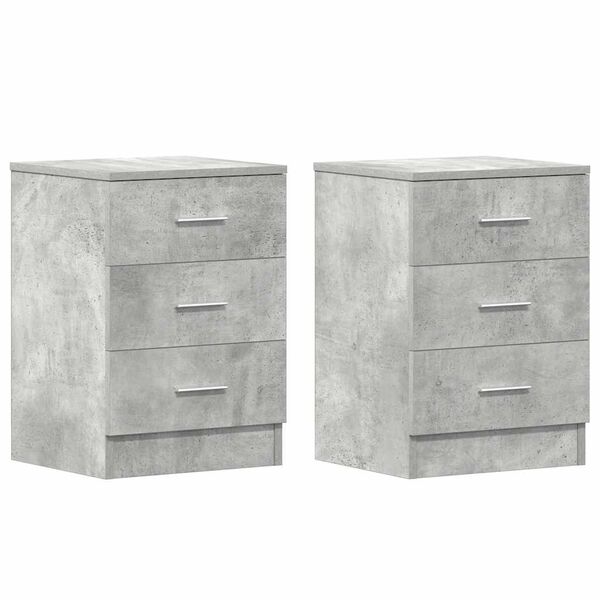 vidaXL Tables de chevet 2 pcs Gris béton 38x35x56 cm Bois d'ingénierie