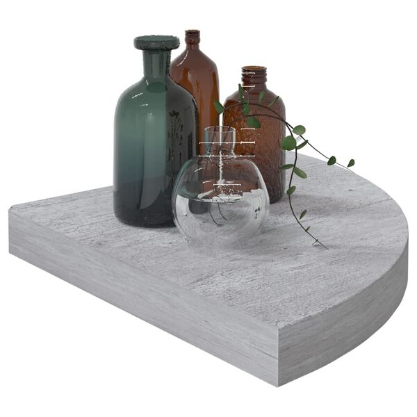 vidaXL &Eacute;tag&egrave;re d'angle murale Gris b&eacute;ton 35x35x3,8 cm MDF