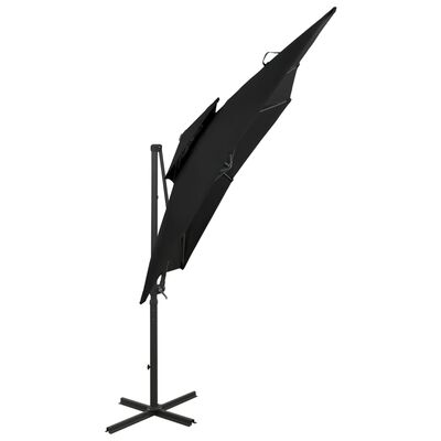 vidaXL Parasol de jardin en porte-à-faux à double toit 250x250 cm noir