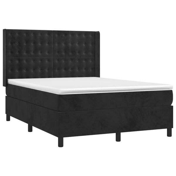 vidaXL Sommier &agrave; lattes de lit matelas et LED Noir 140x190 cm Velours