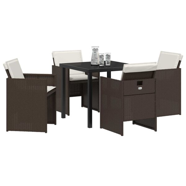 vidaXL Ensemble de salle &agrave; manger pour jardin 5 pcs Marron polyrotin
