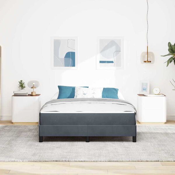 vidaXL Lit &agrave; ressorts avec matelas Gris fonc&eacute; 140 x 200 cm tissu
