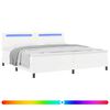 vidaXL Lit &agrave; ressorts avec matelas Blanc 200 x 200 cm Simili cuir