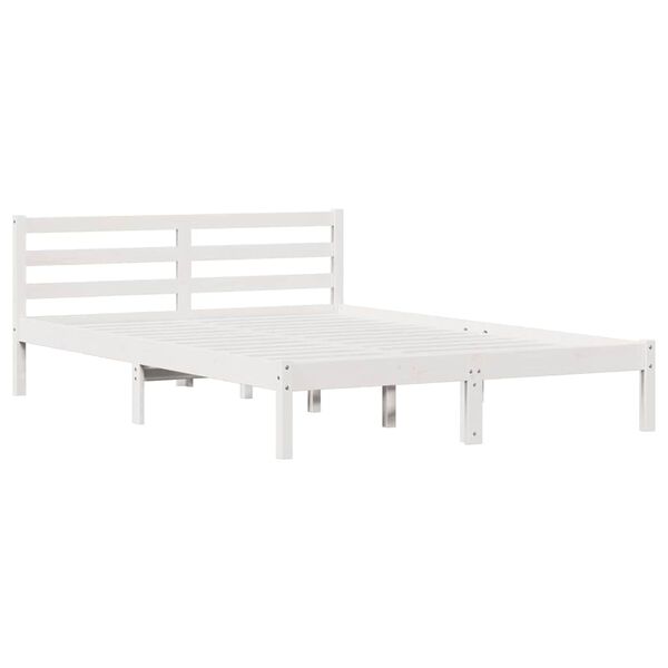 vidaXL Cadre de lit Blanc 225,5 x 145,5 x 69,5 cm Bois de Pin Massif